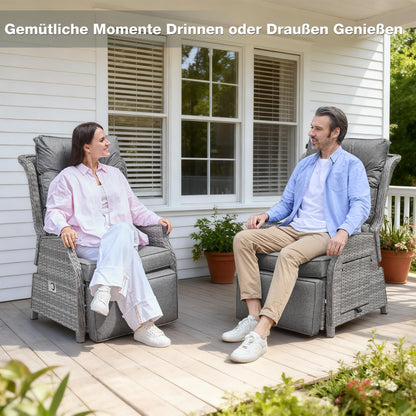 COMLAX FIELD Relaxsessel aus Rattan mit Liegefunktion, Dunkelgrau