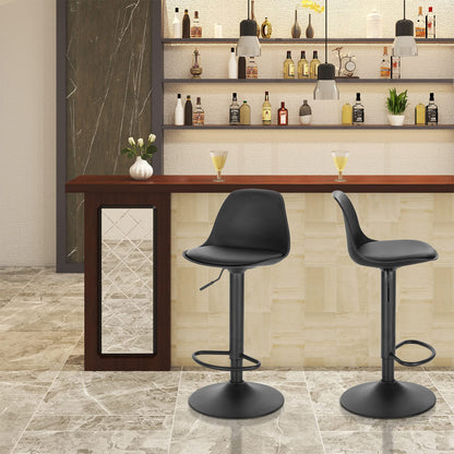EUGAD Barhocker 2er Set drehbar höhenverstellbar PU Schwarz