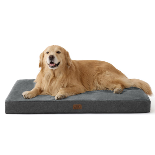BEDSURE Orthopädisches Hundebett grosse Hunde 104x74 cm dunkelgrau, Memoryschaum, waschbarer Bezug