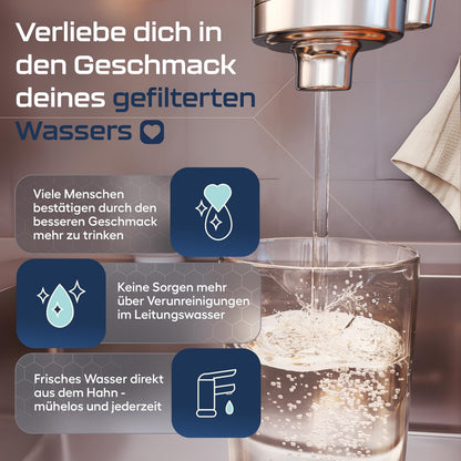 VILTARO Wasserfilter Wasserhahn mit Aktivkohle, Edelstahl, BPA-frei