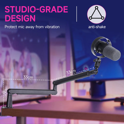 FIFINE Mikrofon Arm flach einstellbar – Podcast Streaming Gaming