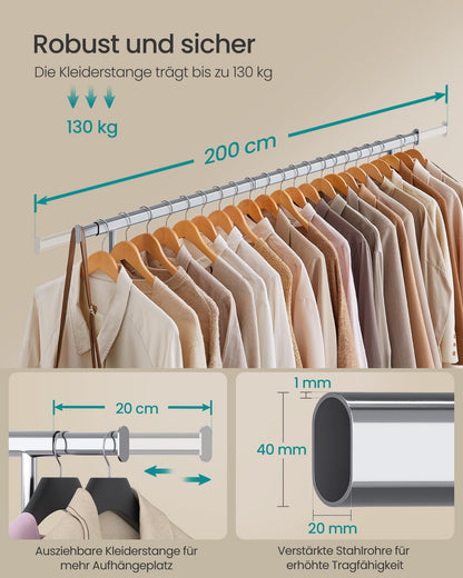 SONGMICS Kleiderständer auf Rollen Schwerlast - Silbern HSR175E01