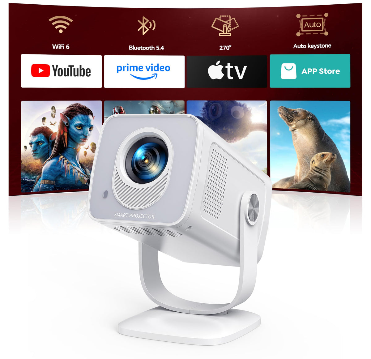 TOPTRO TP2 Mini Beamer – Smart Projektor mit WiFi 6 und Bluetooth