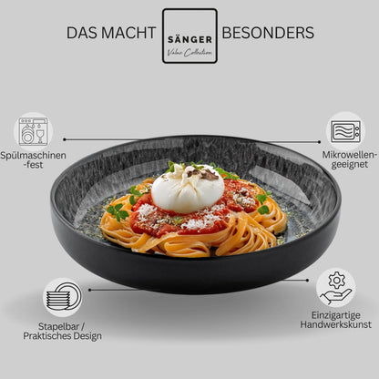 SÄNGER Sydney Kombiservice 30-tlg. für 6 Personen - Dunkelgrau Steingut