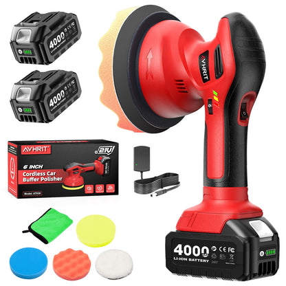 Avhrit Akku Exzenter-Poliermaschine 6 Zoll, 2x 4000 mAh, 6000 U/min