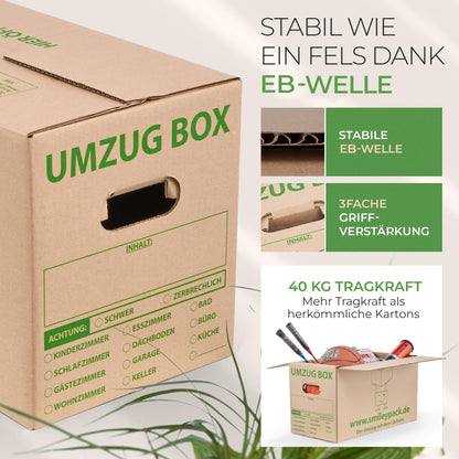 smiley pack Profi Umzugskartons 620 x 300 x 330 mm, 40 kg, 30 Stück