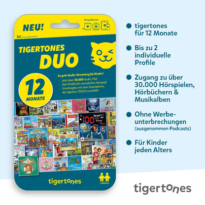 tigermedia tigertones Duo Prepaid-Zugang 12 Monate Audio-Streaming