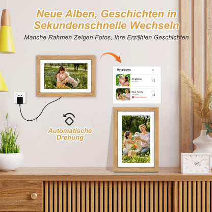Digitaler Bilderrahmen Holz WLAN 10.1 Zoll – 32GB Eichenholz