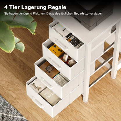 Coleshome Eckschreibtisch L-Form 120x70 cm mit 4 Schubladen, Weiss