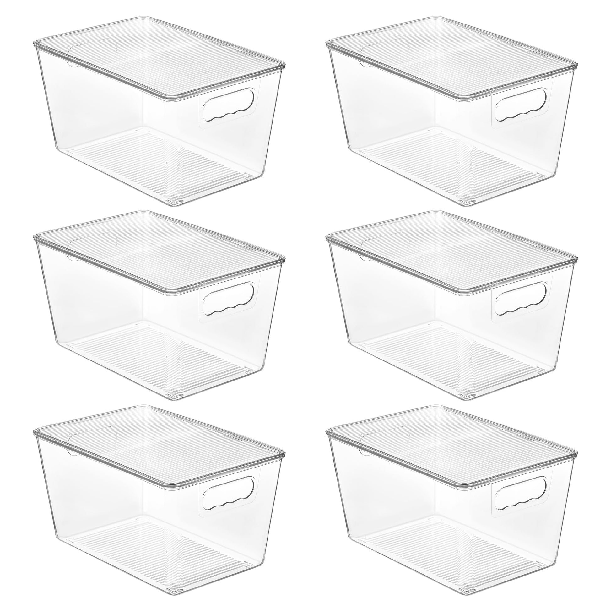 Vtopmart Aufbewahrungsboxen mit Deckel, 6 Stück, transparent, Grösse L – Kunststoffboxen mit Tragegriffen