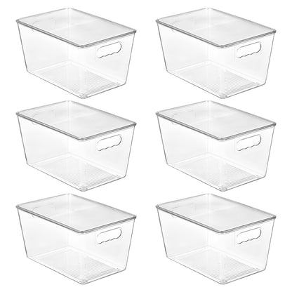 Vtopmart Aufbewahrungsboxen mit Deckel, 6 Stück, transparent, Grösse L – Kunststoffboxen mit Tragegriffen