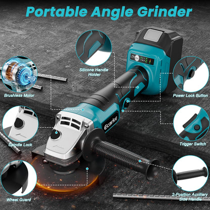 Ecarke Akku Winkelschleifer 18V Makita-kompatibel – Ohne Akku