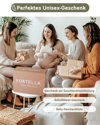 Fortella Baby Spielbogen mit Krabbeldecke & Sensorik – Salbeigrün