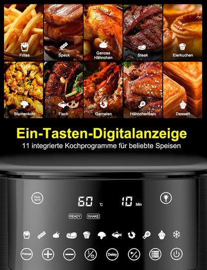 KitchenPro Airfryer XXL Heissluftfritteuse 7.2L – Sichtfenster