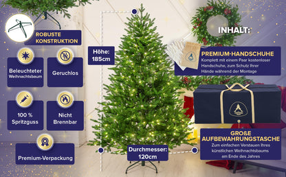 EveXmas Adele Künstlicher Weihnachtsbaum - Grün 185cm beleuchtet