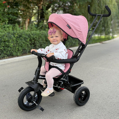 HyperMotion Dreirad 3-in-1 Kinderfahrzeug mit Schubstange – Rosa