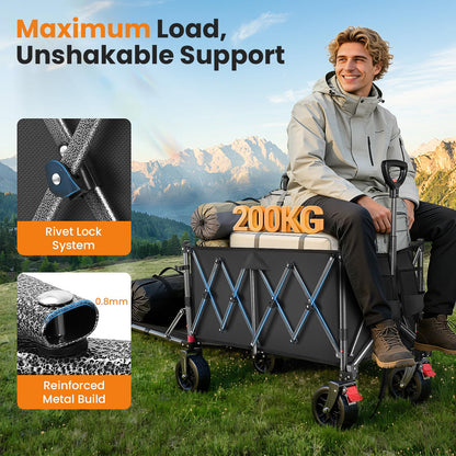 YEAUPE PRO Faltbollerwagen mit Feststellbremse, All-Terrain, schwarz