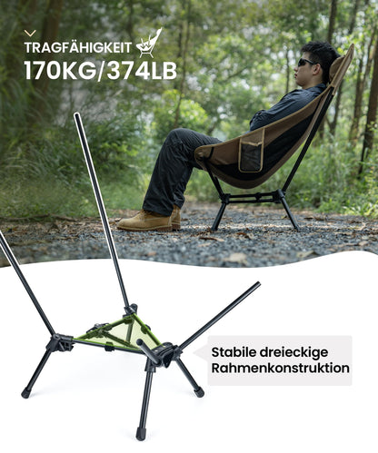 OneTigris TIGERBLADE Campingstuhl Hochlehner faltbar - Kojote Braun