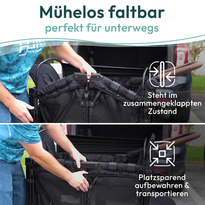 WonderFold W2 Luxe KinderVan Bollerwagen – Volcano Black
