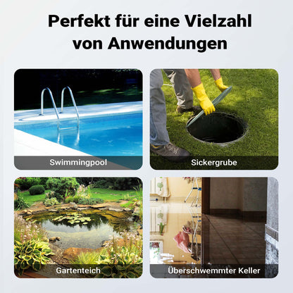 Wiltec Schmutzwasserpumpe 1500W Schwimmerschalter mit 20m Schlauch