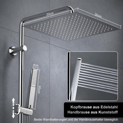 Görbach Regendusche Duschsystem mit Ablage - Chrom (30x30cm)