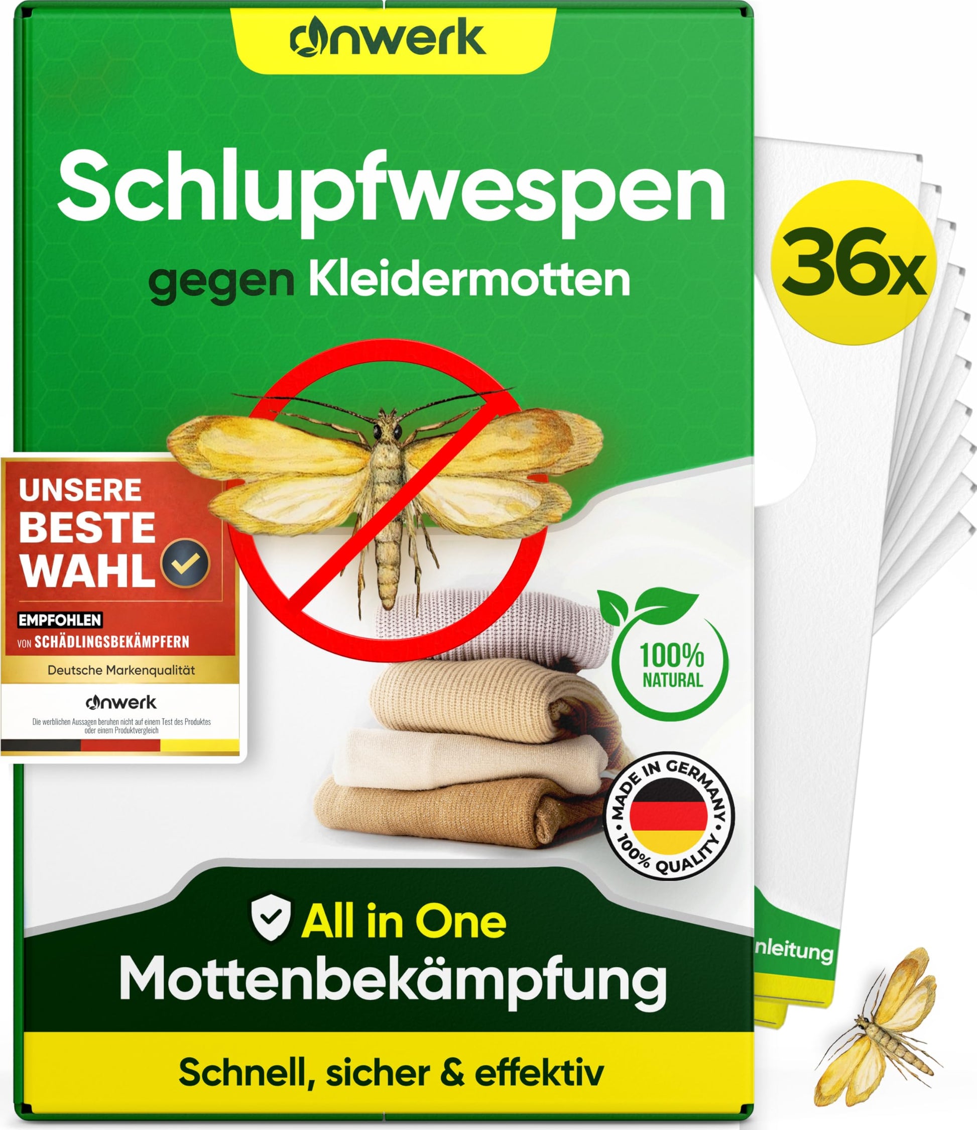 anwerk Schlupfwespen gegen Kleidermotten, 36 Karten, 6 Lieferungen – biologische Bekämpfung im Kleiderschrank