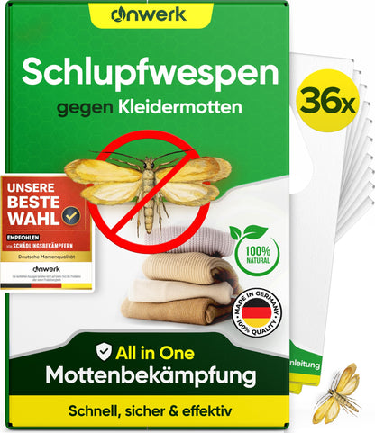 anwerk Schlupfwespen gegen Kleidermotten, 36 Karten, 6 Lieferungen – biologische Bekämpfung im Kleiderschrank