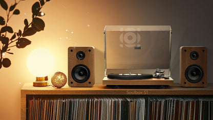 Qlearsoul SoulBox S1 Plattenspieler mit Stereo Lautsprechern