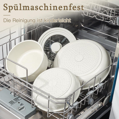 GiPP Pfannenset 15-tlg. mit Abnehmbarem Griff, Keramik-Antihaft