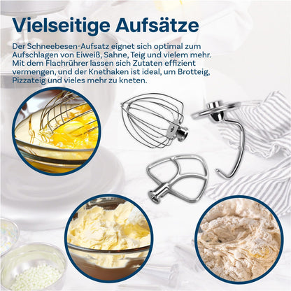MMOBIEL Schneebesen, Flachrührer & Knethaken Set für KitchenAid