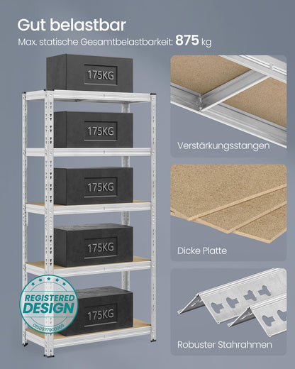 SONGMICS Schwerlastregal Lagerregal - 2er Set silbern GLR455E01