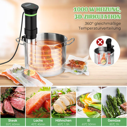 ProCook Sous Vide Stick - 1000W LCD Touch, Timer, bis 20L