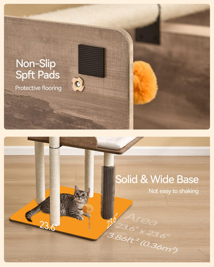 FourFurPets Katzenbaum 111 cm, Katzenturm für grosse Katzen, Greige