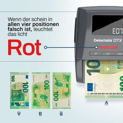 Detectalia D7X Falschgeldprüfer Zählmaschine – für Euro, CHF, GBP