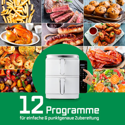GOURMETmaxx FryUp vertikale Doppelkammer-Heissluftfritteuse 10L