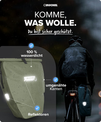Büchel Fahrradtasche für Gepäckträger, 2er Set, wasserdicht, 25.4 L