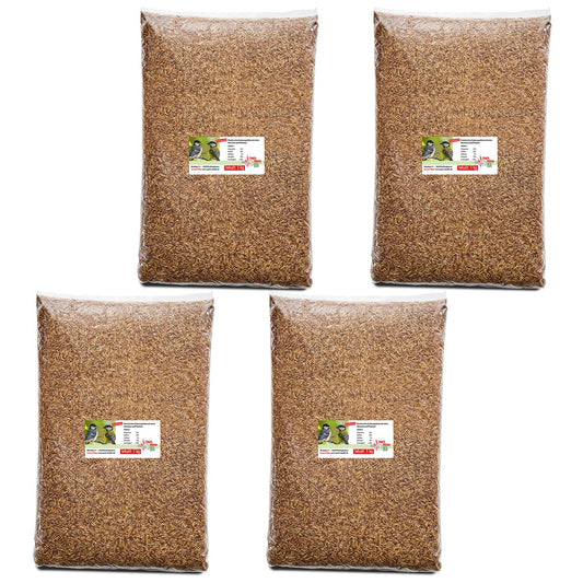 Pauls Mühle Mehlwürmer getrocknet Premium Tierfutter – 20 kg. Gelbbraune, längliche Larven; Proteinfutter für Vögel, Reptilien, Igel.