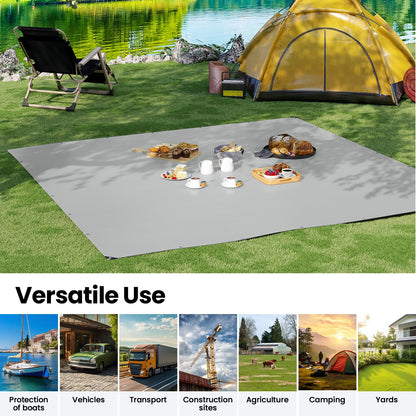 WOLTU Abdeckplane 4x4 m wasserdicht 280 g/m² Grau-Schwarz