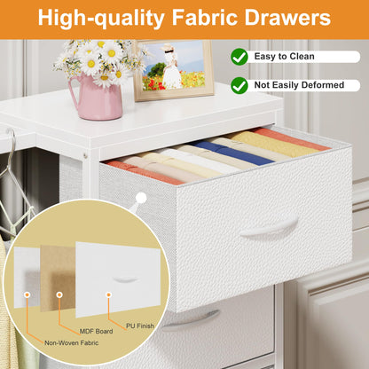 OYRREU Kommodenschrank mit Kleiderstange & 4 Schubladen – Weiss