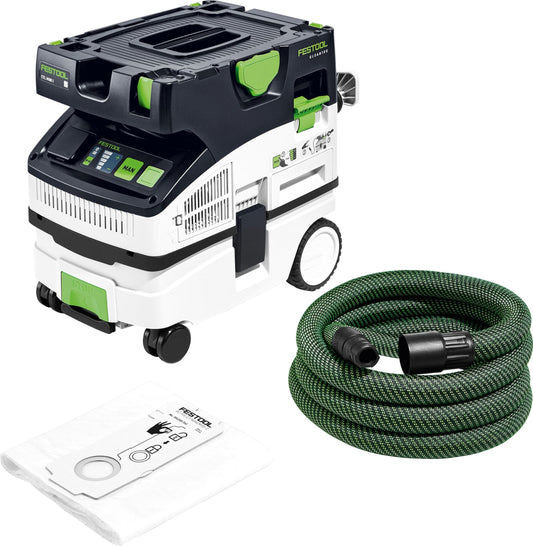 Festool CTL Mini I CLEANTEC Absaugmobil Werkstattsauger. Anthrazitfarbener Mobilsauger zur Staubabsaugung von Maschinen in der Werkstatt.
