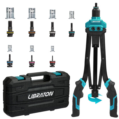 LIBRATON Nietmutternzange Set 16 Zoll mit 7 metrischen Dornen