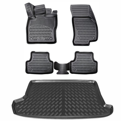 ELMASLINE VW T-ROC 2017-2025 Matten & Wanne - oberer Ladeboden: Passgenaue schwarze Matte & Wanne schützt oberen Ladeboden.