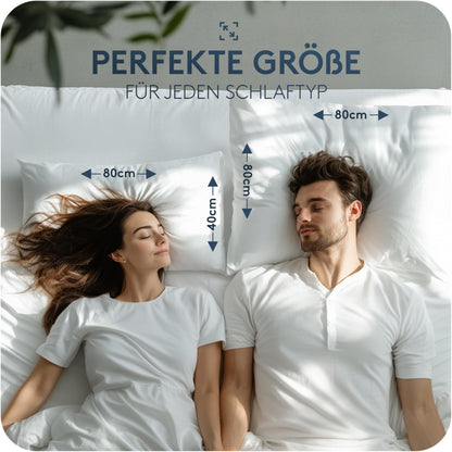 CALMONT 3-Kammer Daunenkissen Kopfkissen 80x80 cm