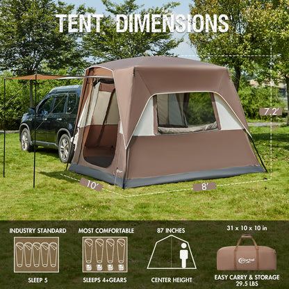 PORTAL Heckzelt 4-5 Personen – 2-in-1 Auto & Sonnensegel