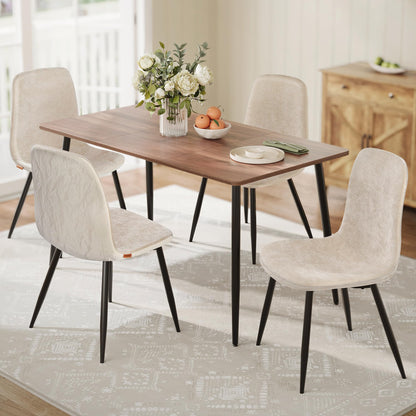 VASAGLE KDC188W01 Esszimmerstuhl 4er Set - Cremeweiss Chenille-PU. Cremeweisser Stuhl mit Chenille-PU Bezug für den Esstisch.