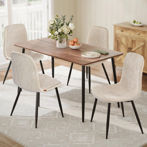 VASAGLE KDC188W01 Esszimmerstuhl 4er Set - Cremeweiss Chenille-PU. Cremeweisser Stuhl mit Chenille-PU Bezug für den Esstisch.