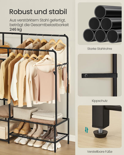 SONGMICS Kleiderständer HSR183B01, offener Kleiderschrank, schwarz