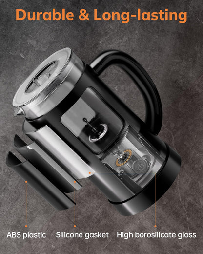 morpilot Milchaufschäumer Elektrisch 4-in-1, 600 ml, Schwarz