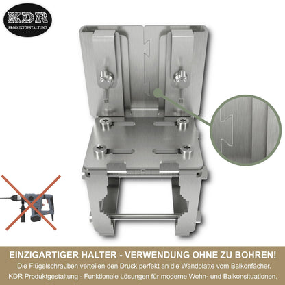 KDR Balkonfächerhalter aus Edelstahl – Klemmhalter ohne Bohren