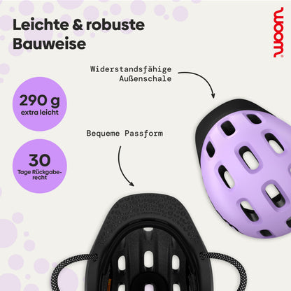 woom READY Kinder-Fahrradhelm, Lila, Grösse M (53–57 cm)